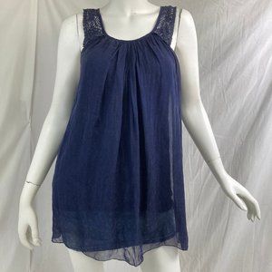 Stella Rosa silk top long tunic tank crochet Italy